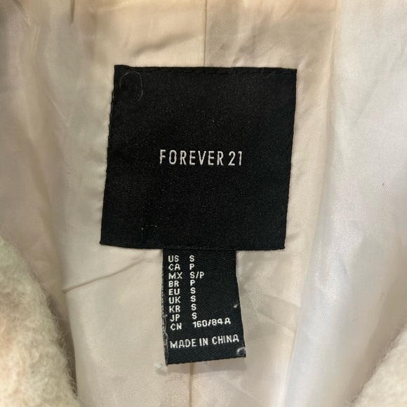 Forever 21 50% Wool White Double Breasted Jacket Size Small - Picture 5 of 9